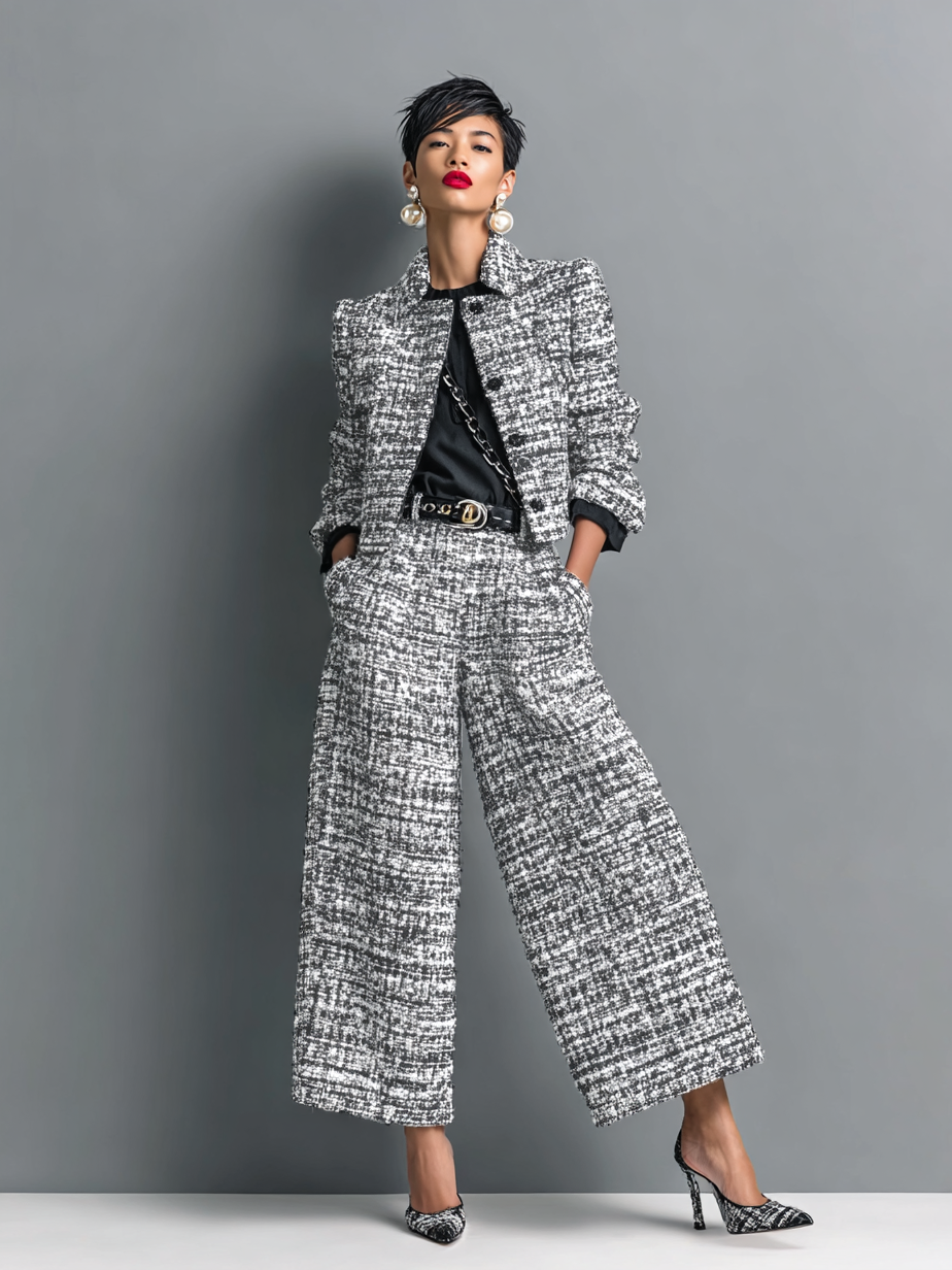 Demelza Tweed Wide-Leg Two-Piece Set
