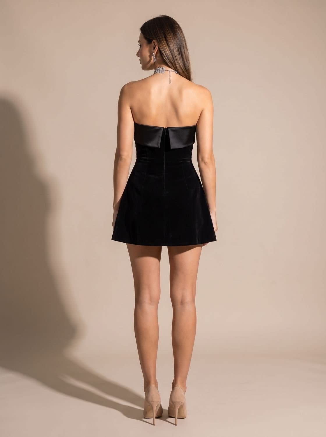 Andrea Strapless Velvet Cocktail Mini Dress_6