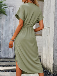Darcie Wrap V-Neck Midi Dress with Side Slit