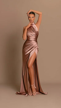 Lisette Satin Draped Wedding Guest Dress