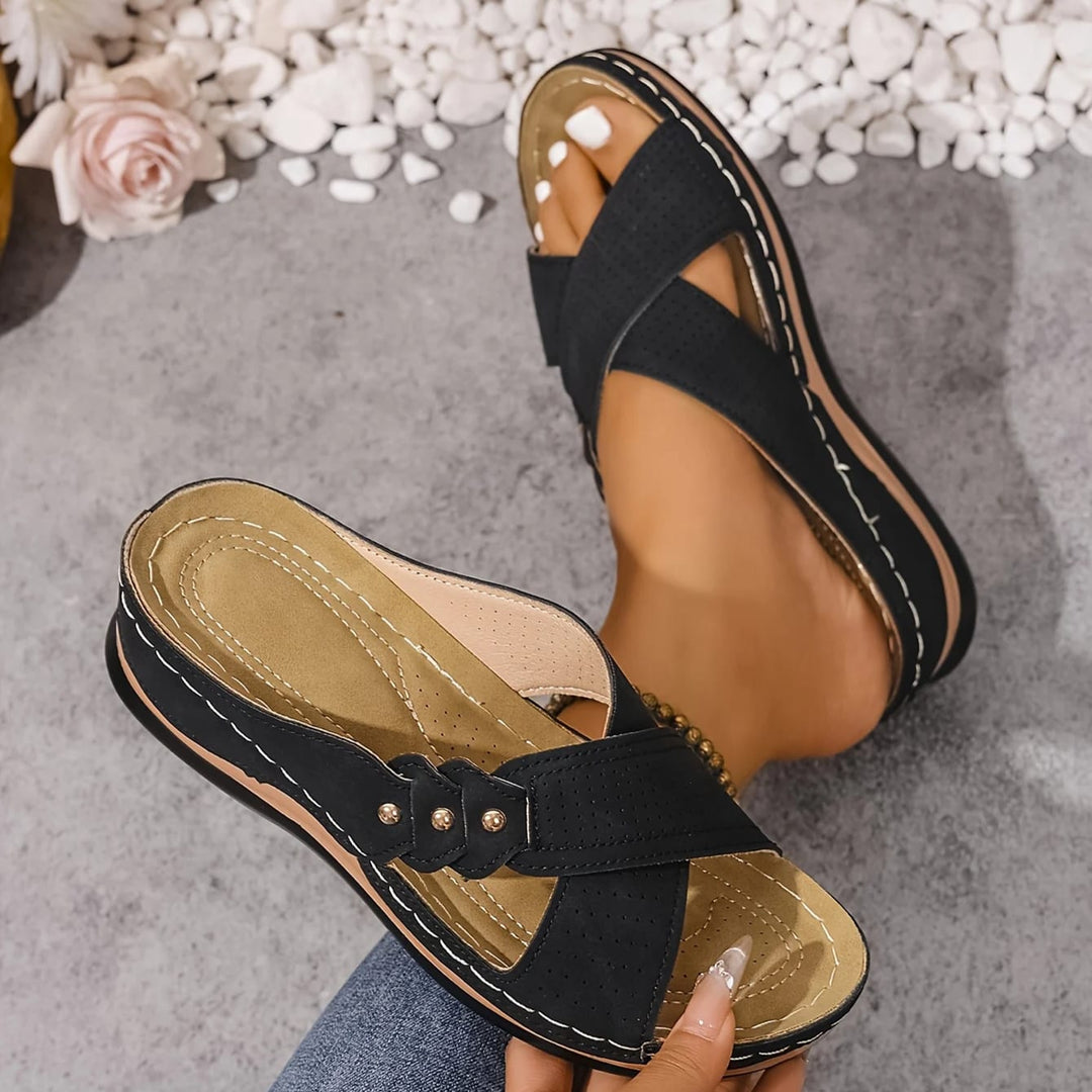 Tess Cross Strap Wedge Orthopedic Sandals