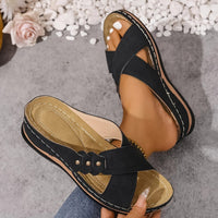 Tess Cross Strap Wedge Orthopedic Sandals