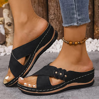 Tess Cross Strap Wedge Orthopedic Sandals