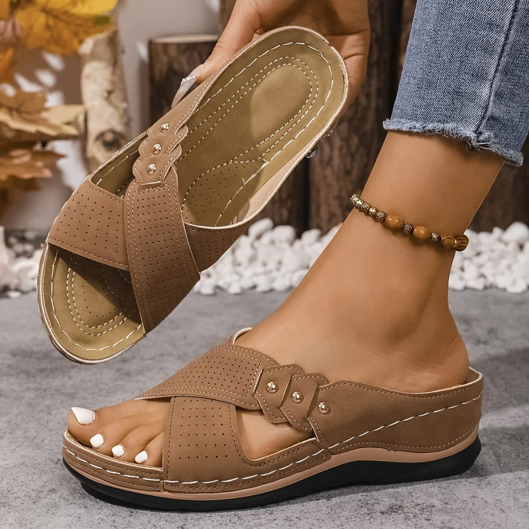 Tess Cross Strap Wedge Orthopedic Sandals