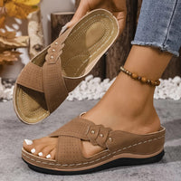 Tess Cross Strap Wedge Orthopedic Sandals