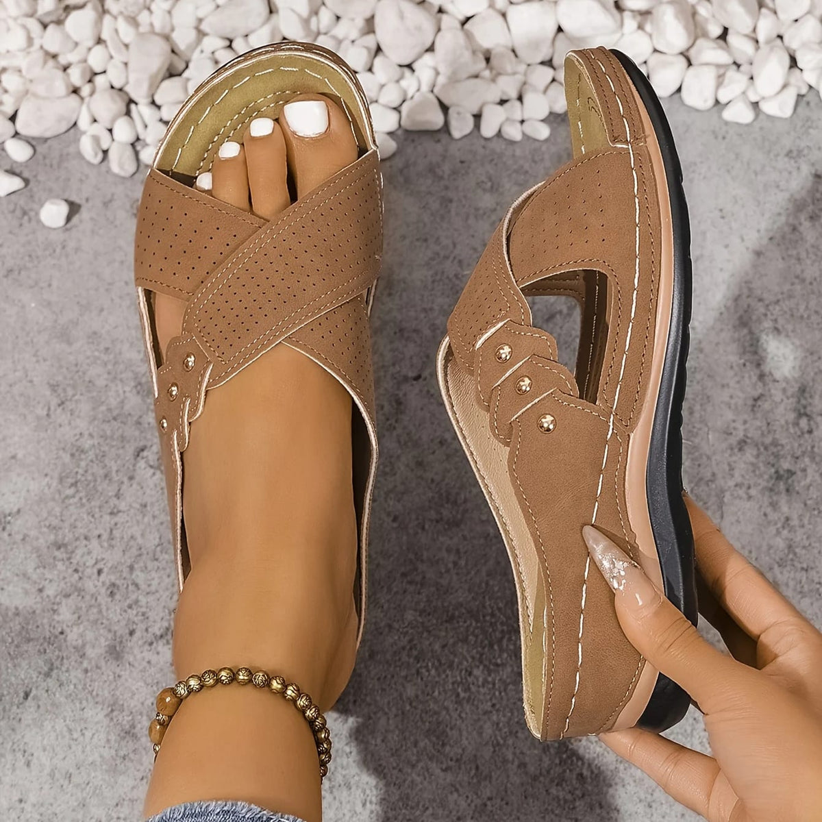 Tess Cross Strap Wedge Orthopedic Sandals_14