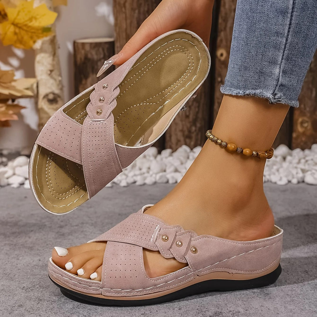 Tess Cross Strap Wedge Orthopedic Sandals