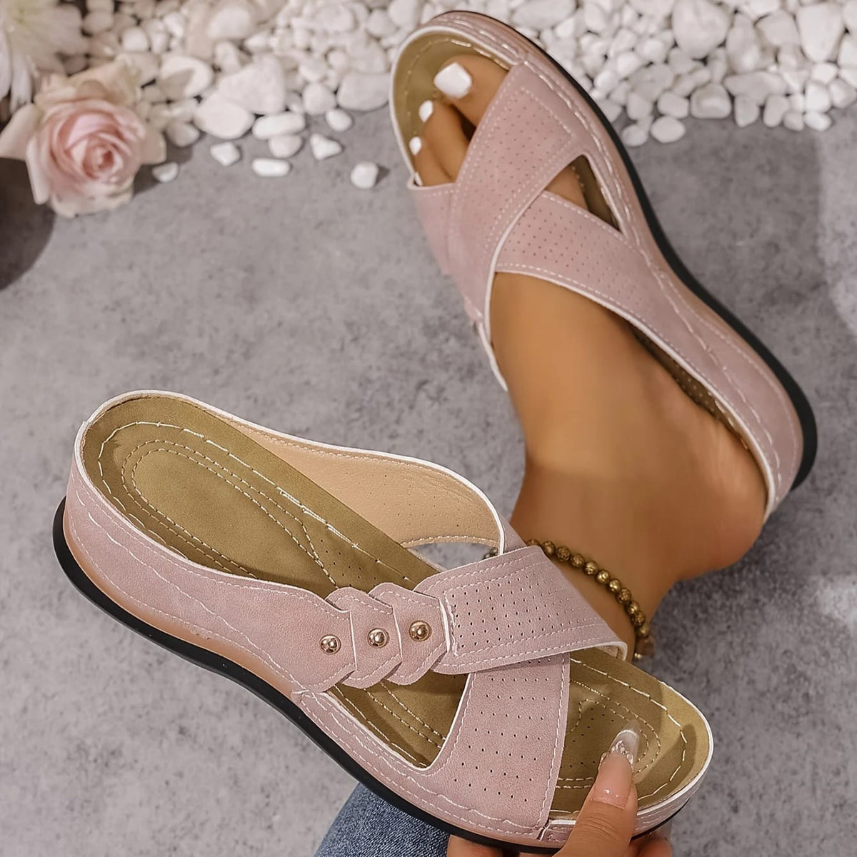 Tess Cross Strap Wedge Orthopedic Sandals_7