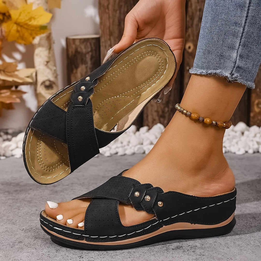 Tess Cross Strap Wedge Orthopedic Sandals