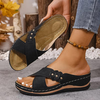 Tess Cross Strap Wedge Orthopedic Sandals