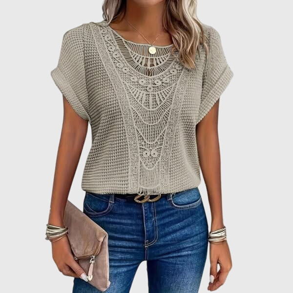 Francesca Reed Lace Trim Breathable Relaxed Blouse