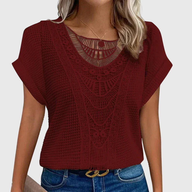 Francesca Reed Lace Trim Breathable Relaxed Blouse