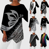 Elaina Printed Crew Neck Top