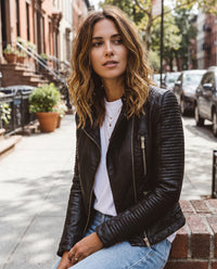 Theodosia Faux Leather Zip Biker Jacket