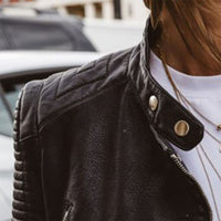 Theodosia Faux Leather Zip Biker Jacket
