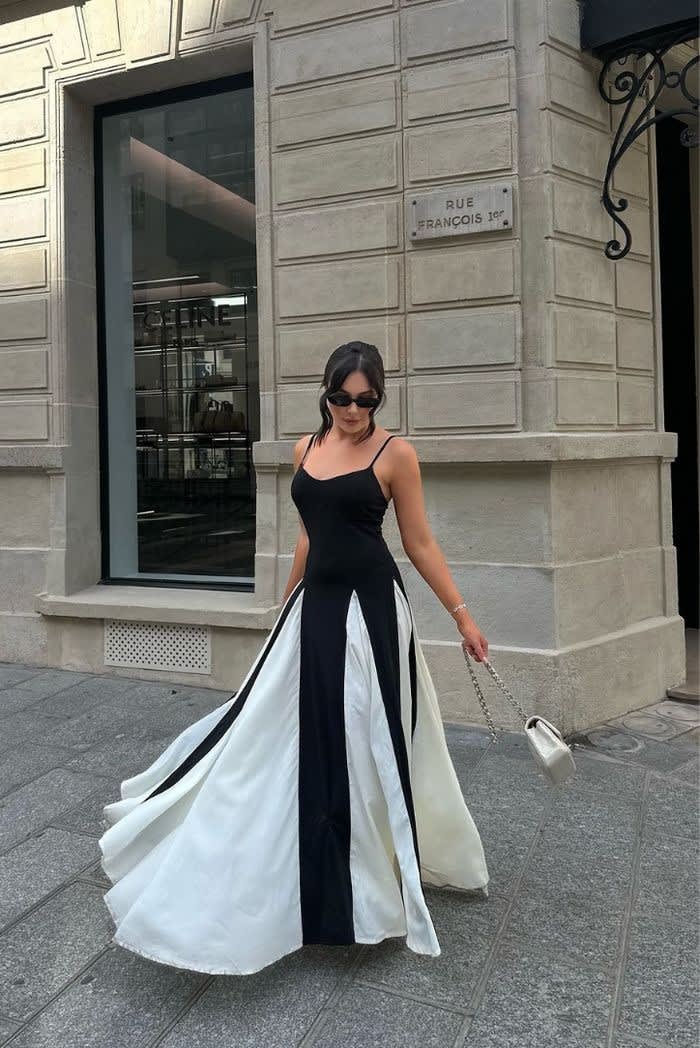 Callie Wedding Guest Sleeveless V-Neck Color Block Maxi Dress