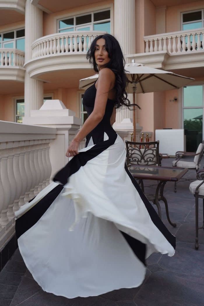 Callie Wedding Guest Sleeveless V-Neck Color Block Maxi Dress