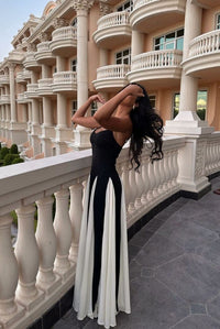 Callie Wedding Guest Sleeveless V-Neck Color Block Maxi Dress