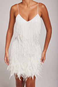 Lola Feather Fringe Party Mini Dress