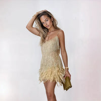 Lola Feather Fringe Party Mini Dress