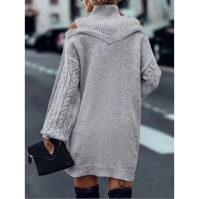 Karen Cold Shoulder Turtleneck Sweater Dress