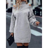 Karen Cold Shoulder Turtleneck Sweater Dress