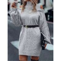 Karen Cold Shoulder Turtleneck Sweater Dress