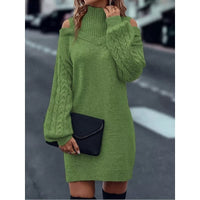 Karen Cold Shoulder Turtleneck Sweater Dress