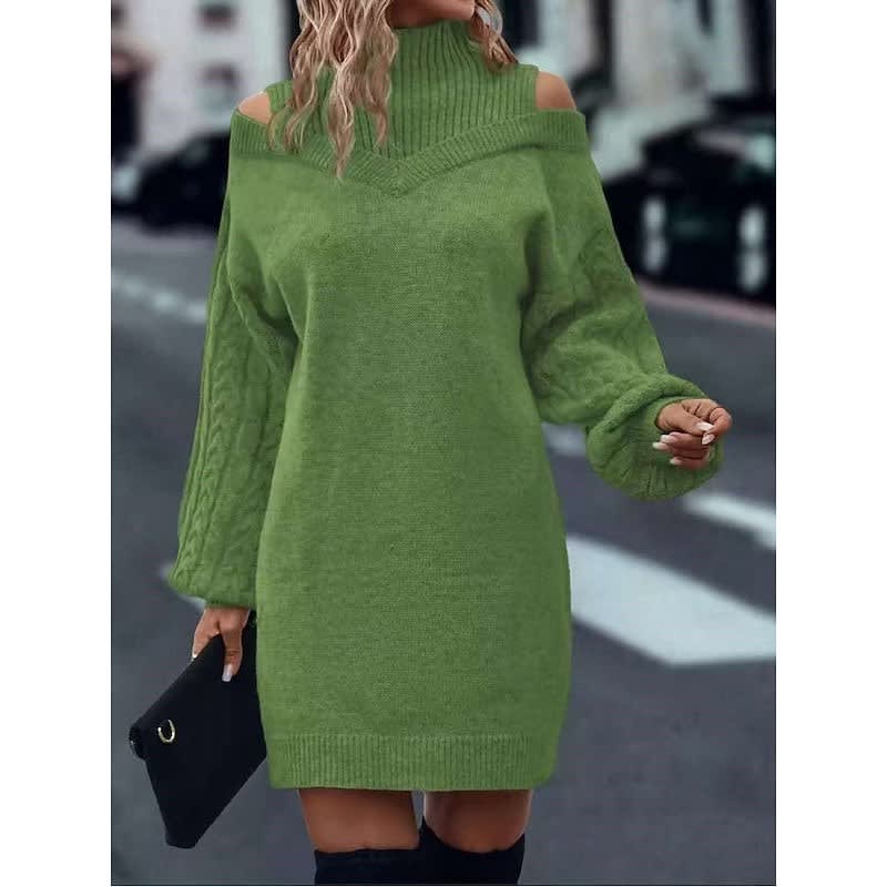 Karen Cold Shoulder Turtleneck Sweater Dress