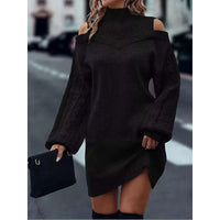Karen Cold Shoulder Turtleneck Sweater Dress