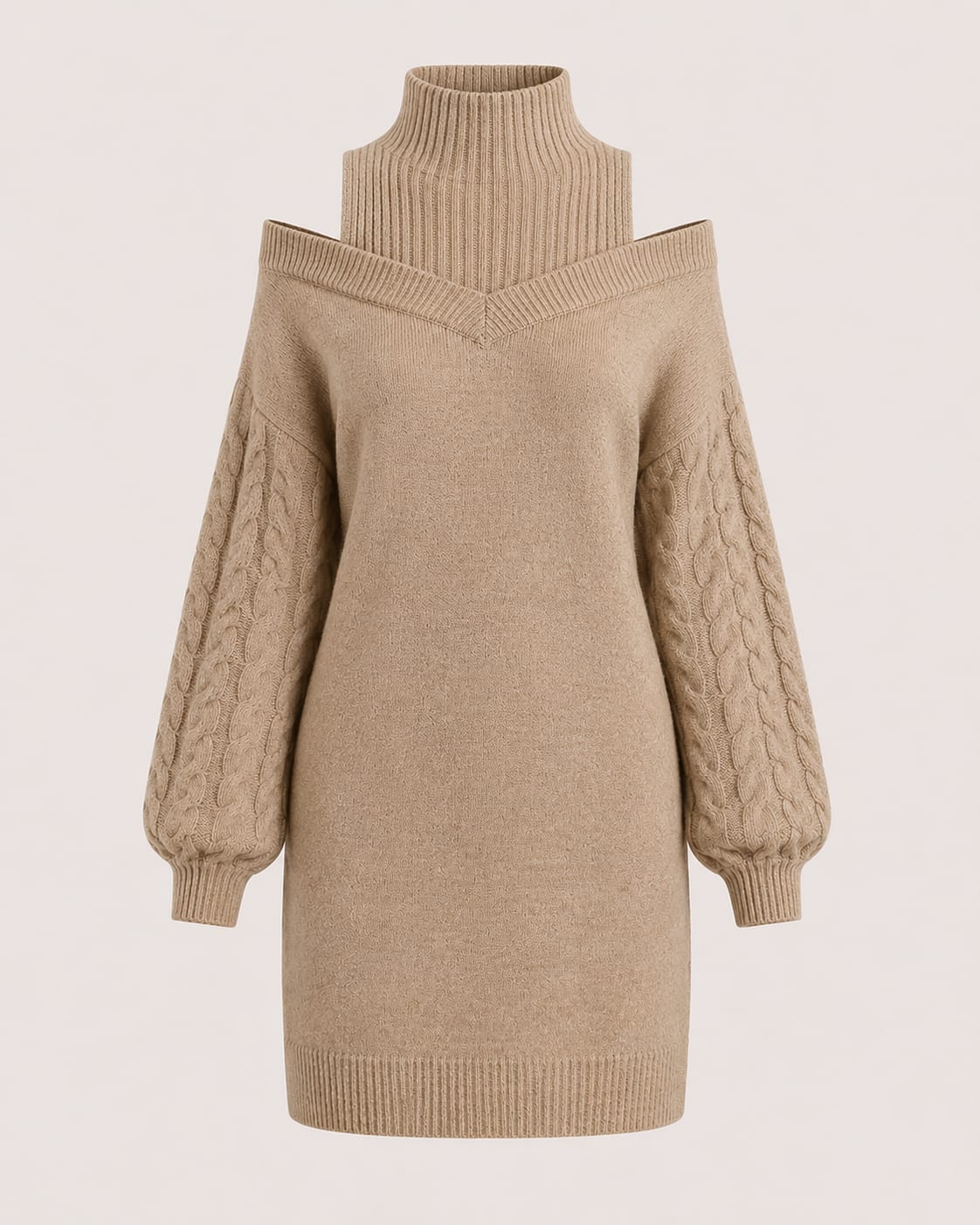 Karen Cold Shoulder Turtleneck Sweater Dress_2