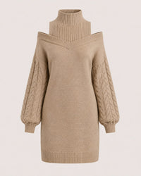 Karen Cold Shoulder Turtleneck Sweater Dress