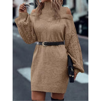 Karen Cold Shoulder Turtleneck Sweater Dress