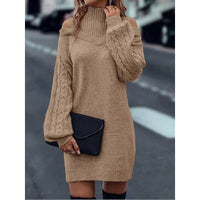 Karen Cold Shoulder Turtleneck Sweater Dress