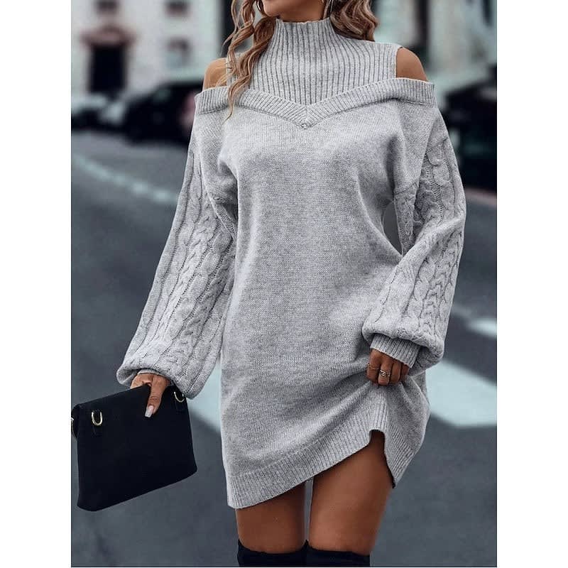 Karen Cold Shoulder Turtleneck Sweater Dress_9