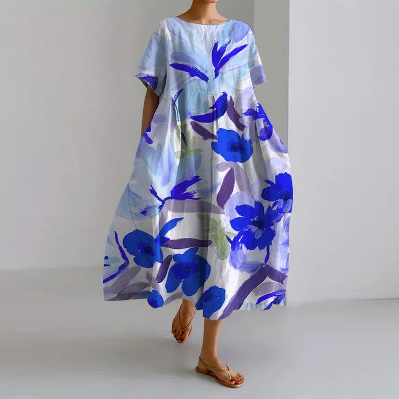 Charli Floral A-Line Short Sleeve Midi Dress