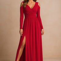 Anouk Wedding Guest V-Neck Long Sleeve Maxi Dress