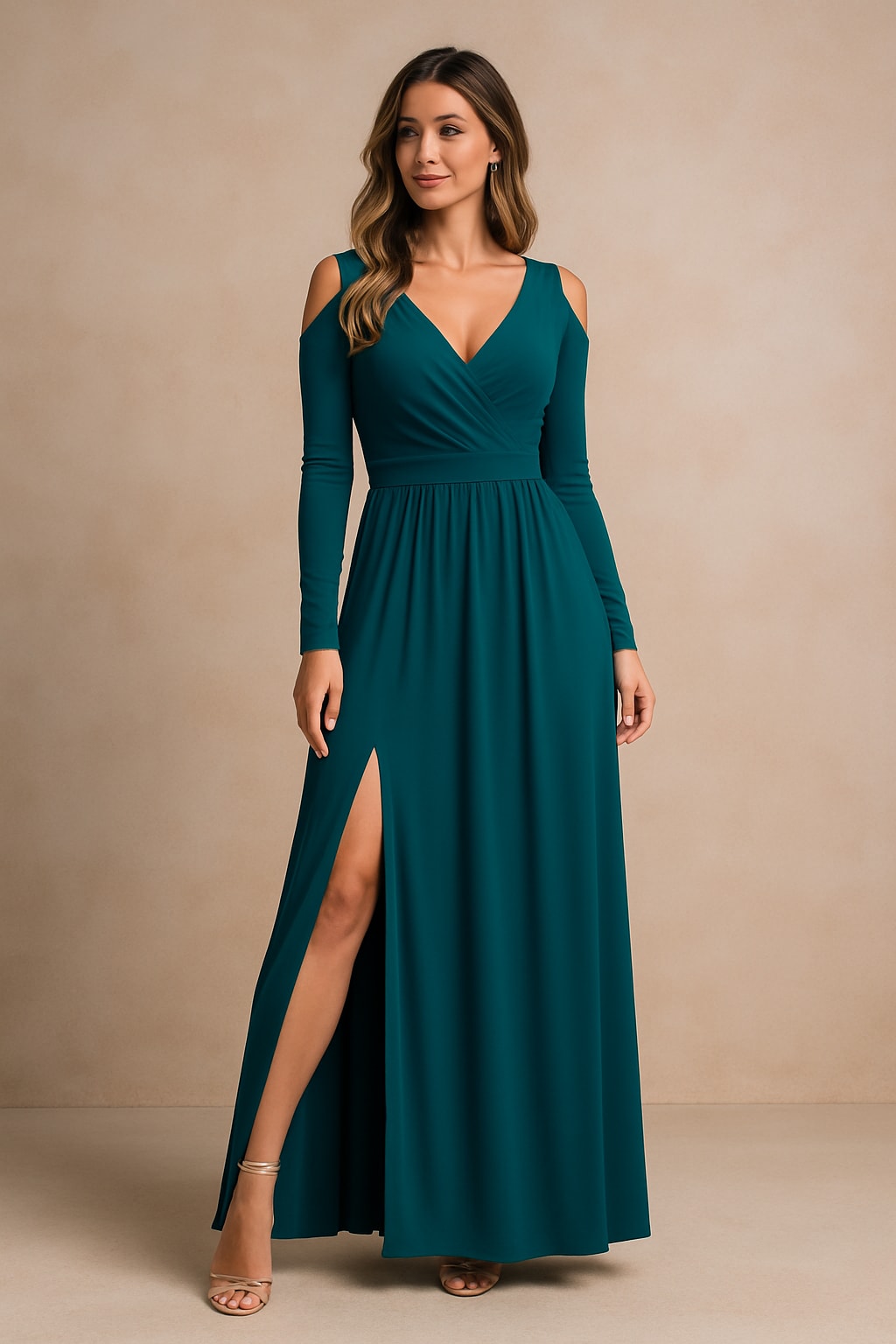 Anouk Wedding Guest V-Neck Long Sleeve Maxi Dress_2