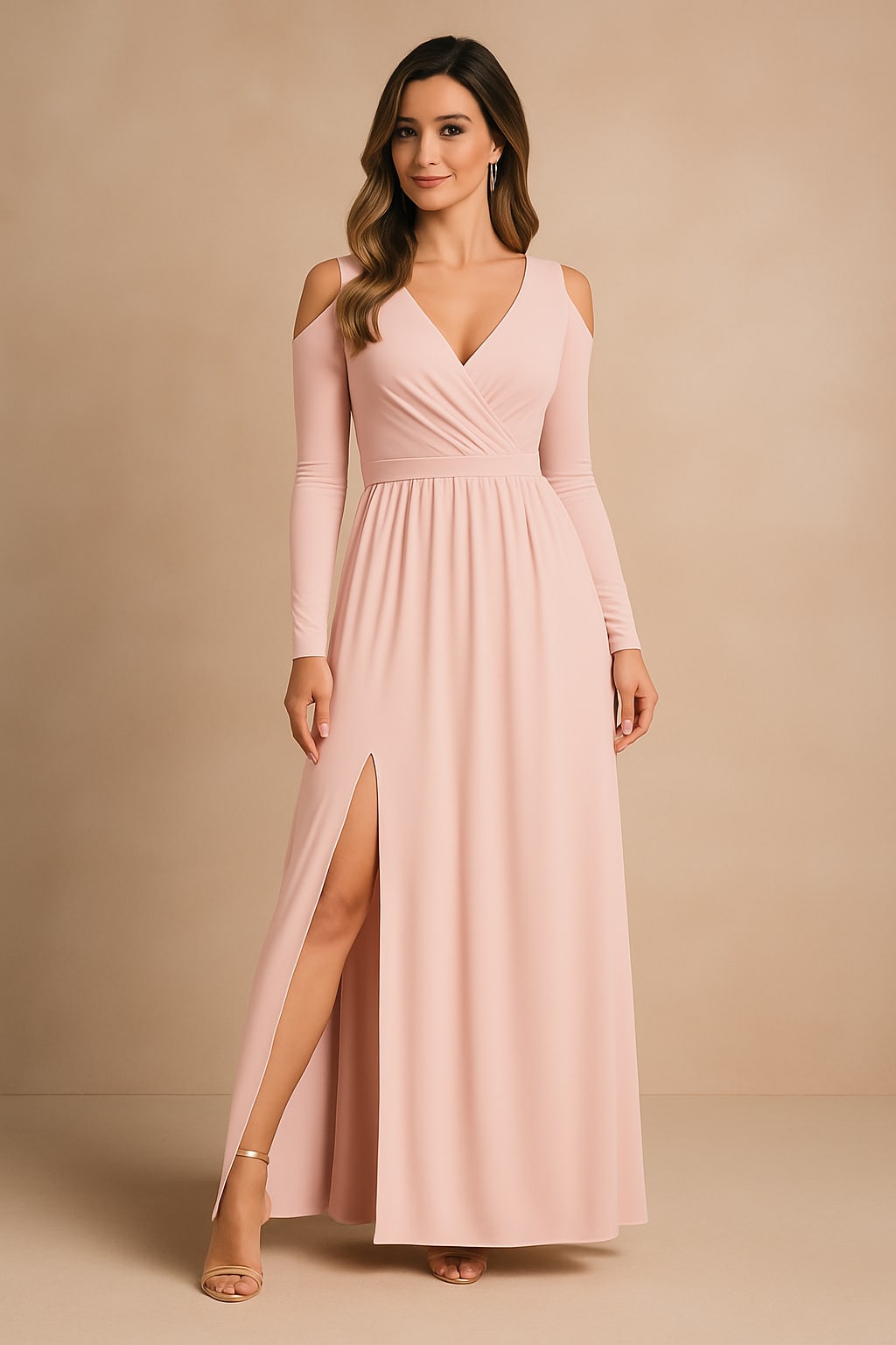 Anouk Wedding Guest V-Neck Long Sleeve Maxi Dress
