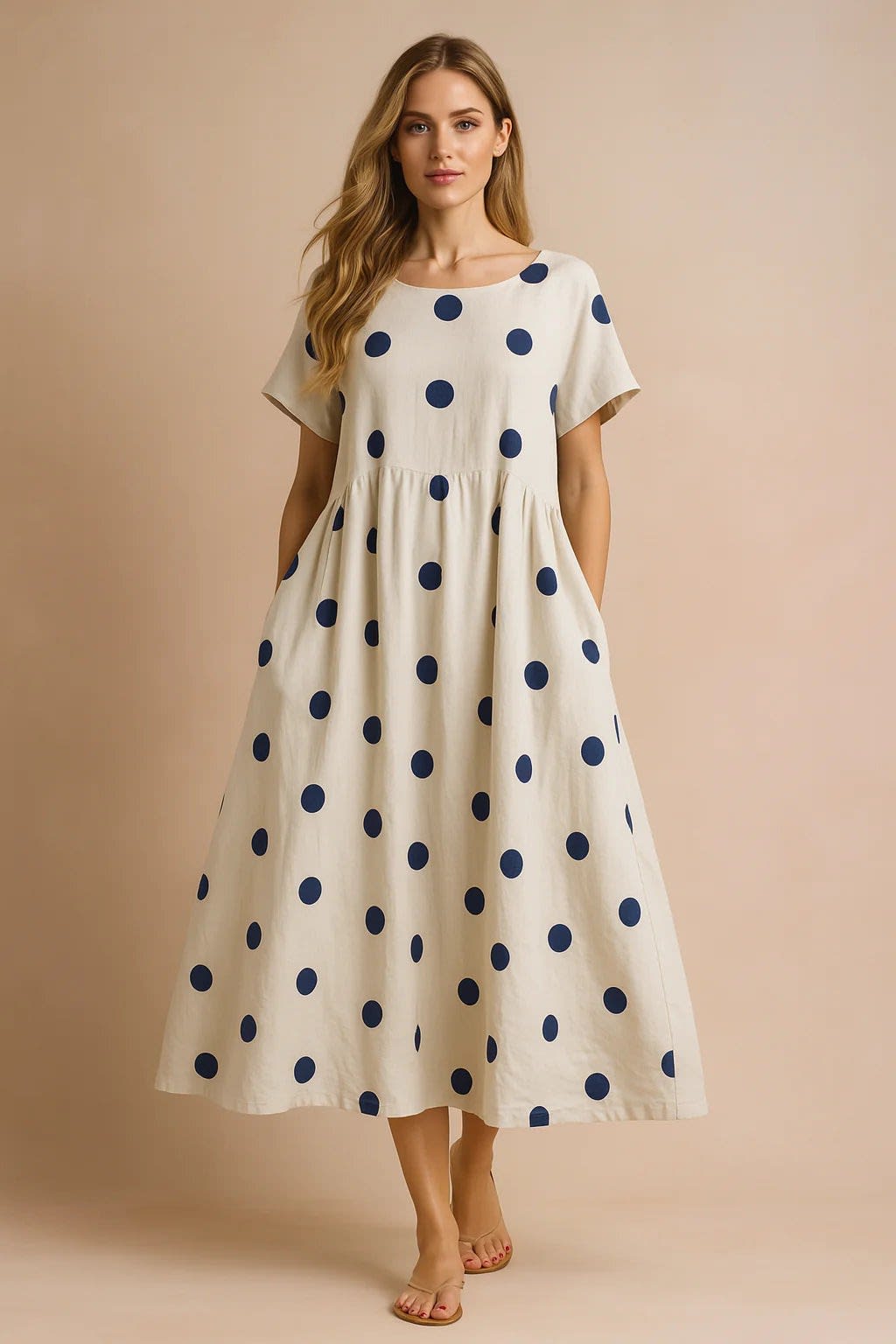 Marisol Floral Print Linen Blend Midi Dress_8