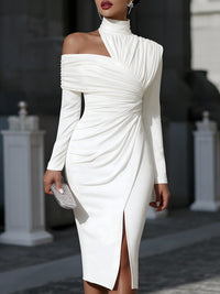 Margery Ruched One-Shoulder Midi Dress
