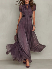Augusta Lace Trim Chiffon Maxi Dress