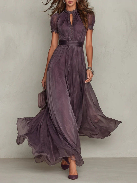 Augusta Lace Trim Chiffon Maxi Dress_1
