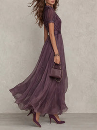 Augusta Lace Trim Chiffon Maxi Dress