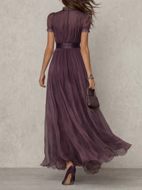 Augusta Lace Trim Chiffon Maxi Dress