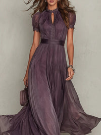 Augusta Lace Trim Chiffon Maxi Dress