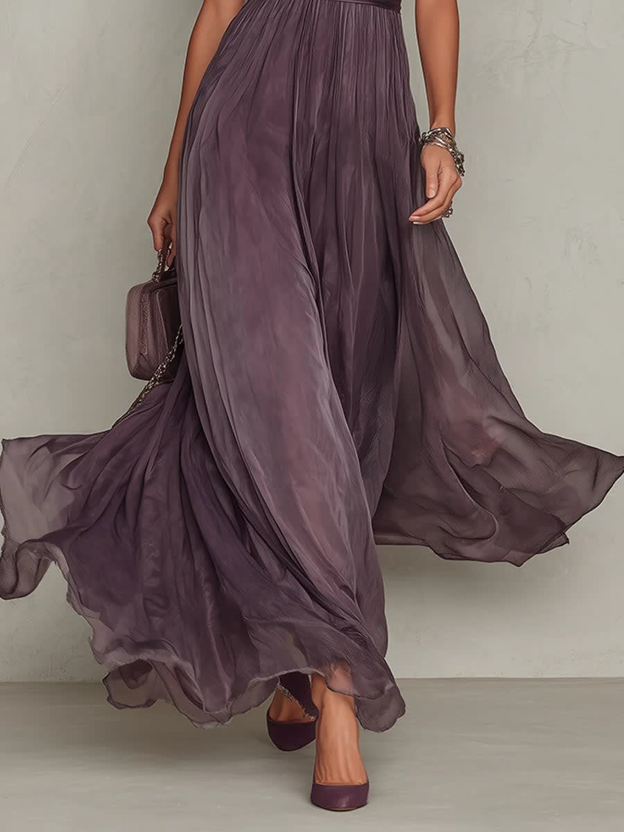 Augusta Lace Trim Chiffon Maxi Dress