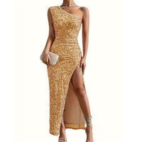 Erica One Shoulder Glitter Maxi Dress
