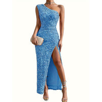 Erica One Shoulder Glitter Maxi Dress