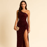 Erica One Shoulder Glitter Maxi Dress